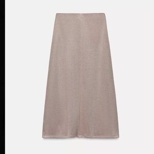 NWT Zara Taupe SOFT MIDI SKIRT